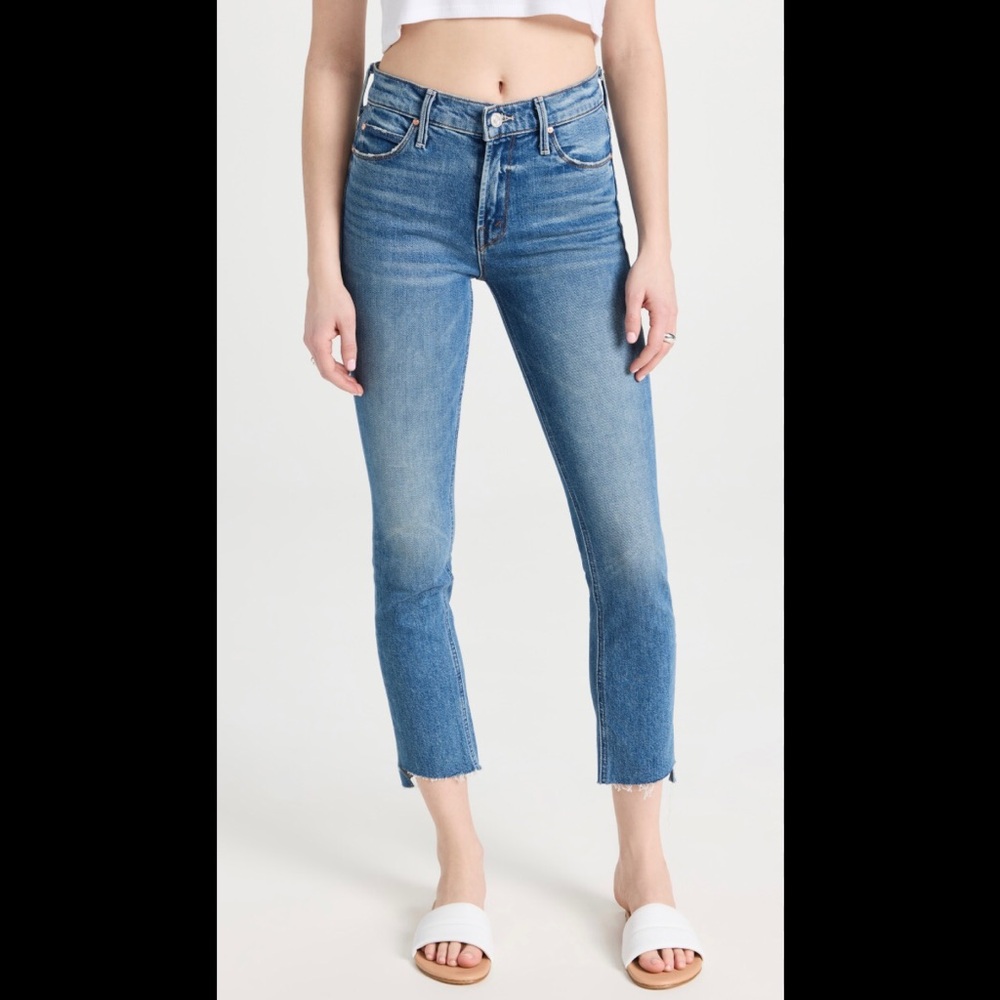MOTHER JEANS The Mid Rise Dazzler Ankles Step Fray Size 24